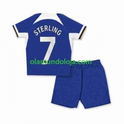 Camisola Chelsea Raheem Sterling 7 Criança Equipamento Primeiro 2023-2024 Manga Curta